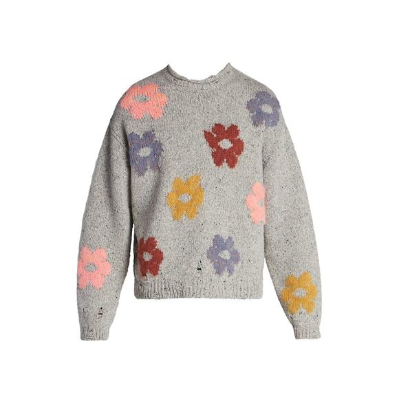 Acne Studios 'Kilcarra' Grey Wool Naive Flower Sweater Size M - Picture 1 of 6